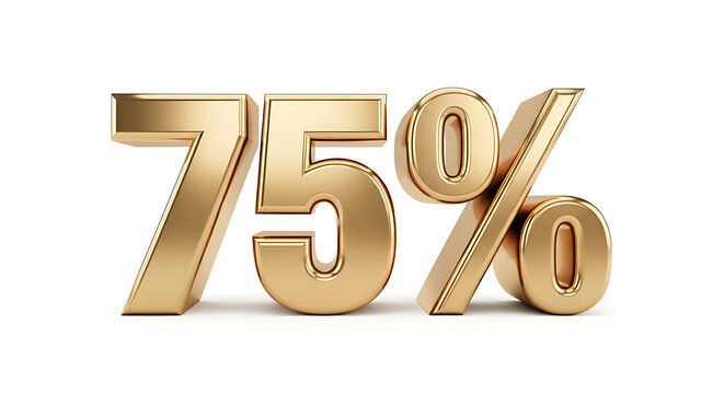 Golden 75% percentage symbol, representing a financial or statistical concept