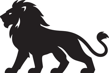 Bold silhouette lion icon vector isolated on white background, clean modern wildlife animal symbol. © MdNazmul