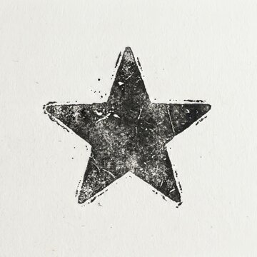 Rustic distressed star stamp on textured paper, conveying a vintage or handmade feel.