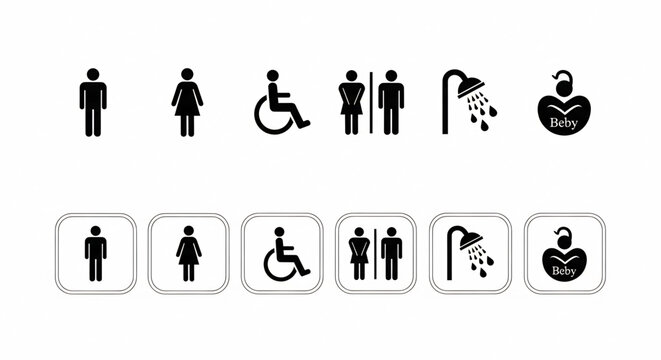 Accessible Restroom Symbols for People with Disabilities and Gender Neutral Icons
