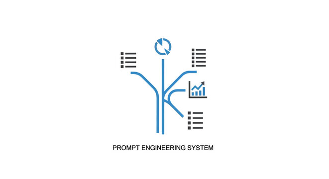 A blue graphic illustration of a prompt engineering system.