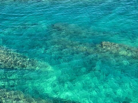 Blue azure sea water beautiful aerial view.