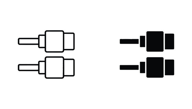 Electrical plug icon set as outline and solid glyph vector illustration for hardware store branding and tech repair services on a clean white background