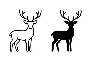 Naklejka premium Deer outline and solid vector wildlife animal icon with antlers on transparent background