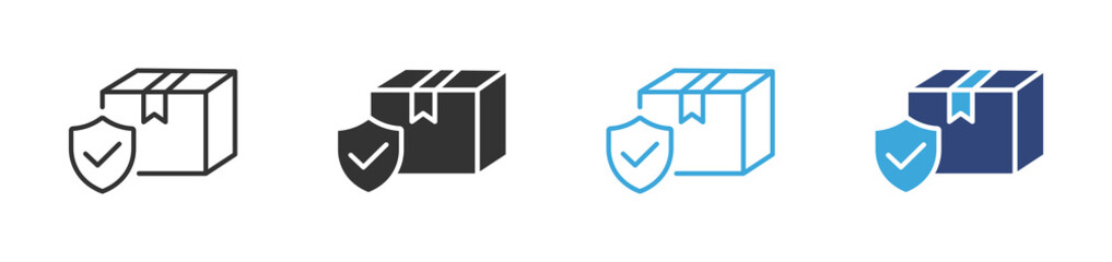 Secure delivery icons, Protected package symbols, Verified shipping vector icons, Safe parcel icon pack © Kamrul