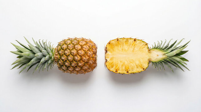 Whole and Half Pineapple Studio Still Life