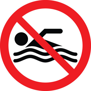 No Swimming Prohibited Sign Red Circle Vector