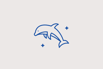 Jumping dolphin line icon for marine life centers and oceanarium programs. Playful vector illustration for aquatic park logos and sea life conservation materials. © HenryFord