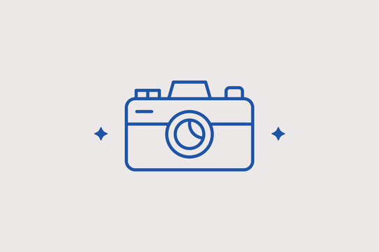 Photo camera line icon for capturing wildlife memories and tourist sightseeing. Essential vector illustration for photography workshop ads and travel guide icons.
