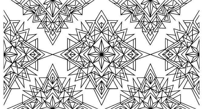 Seamless geometric polygon pattern with triangles and kite shapes in minimal ethnic linear style vector background