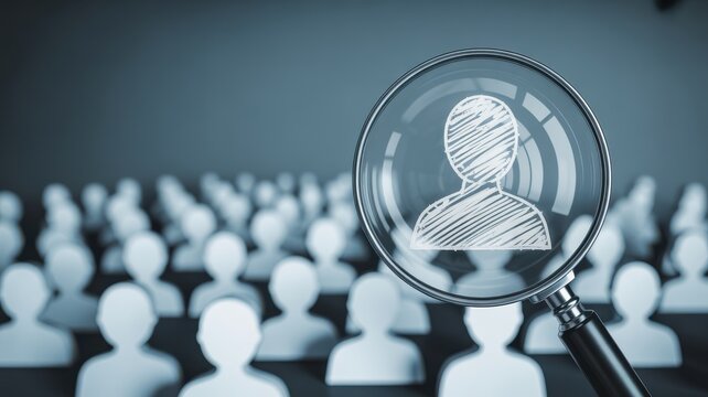 Magnifying glass over a crowd of people figures