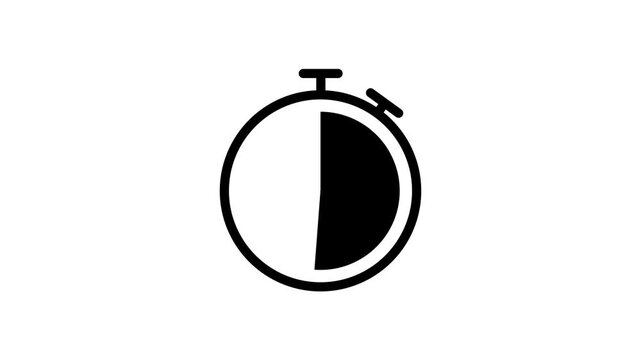 Stopwatch Countdown Circle Progress Timer 1 Half Quarter Animation 4K