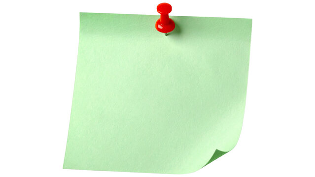 sticky note with push pin isolated on transparent background