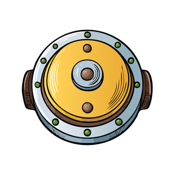 Vintage Diver's Helmet Top View Illustration