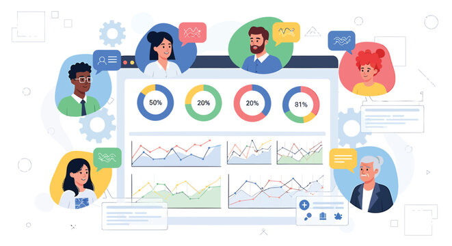 Business analytics, data visualization, infographic elements, vector icons