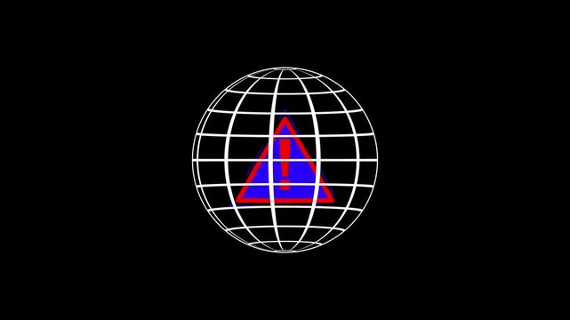 Abstract wireframe globe rotating on dark background futuristic digital visualization technology