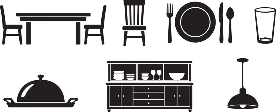 Restaurant Dining Setup Pack Dining Table Chairs Plate Cutlery Glass Buffet Cabinet and Food Cover Set