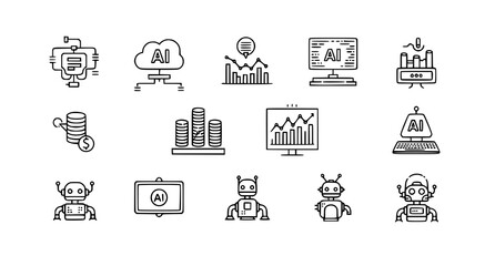 Fototapeta premium Artificial intelligence icons for business and technology