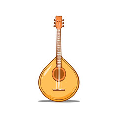 Fototapeta premium Stylized illustration of a traditional Portuguese guitar with a rounded body and six strings