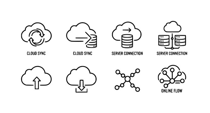 Cloud computing and data synchronization icons