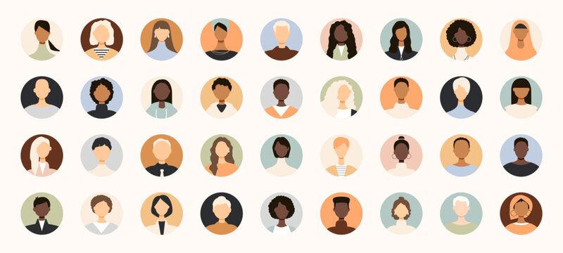 Icons of different people. Modern design.
