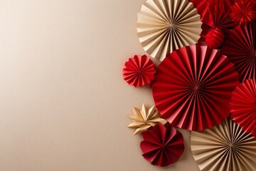 Obraz premium Decorative Red Fans in Radial Symmetry for Festive Celebrations and Events Display
