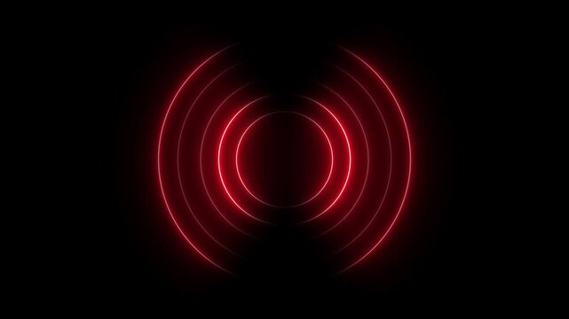 Radio wave signal. Concept of radio waves generated from network towers. Circular wave signal. Animation video of digital technical radio wave signal