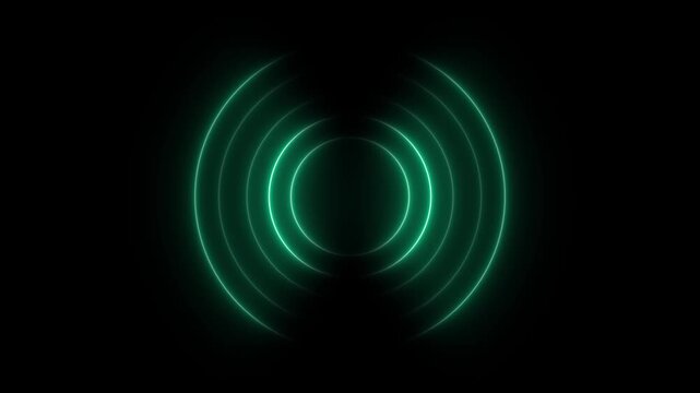 Radio wave signal. Concept of radio waves generated from network towers. Circular wave signal. Animation video of digital technical radio wave signal