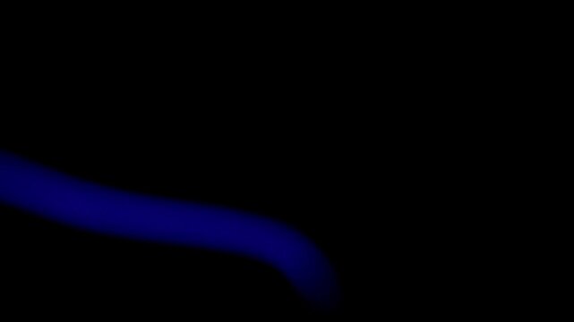 A concentrated single blue plasma filament moving with high frequency on a deep black background representing electrical ionization and high voltage discharge process.