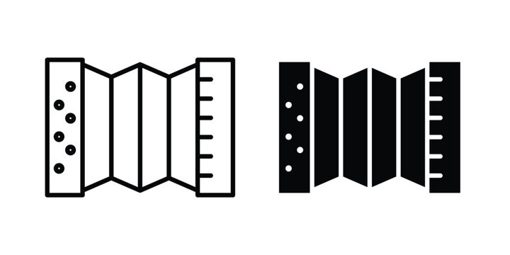 Bandoneon instruments icon set. Black vector symbols