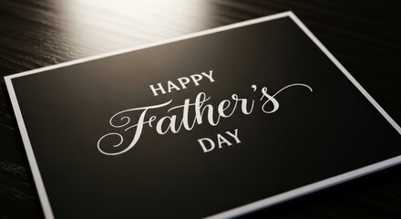 Obraz premium Glossy black father’s day greeting card with gold text message
