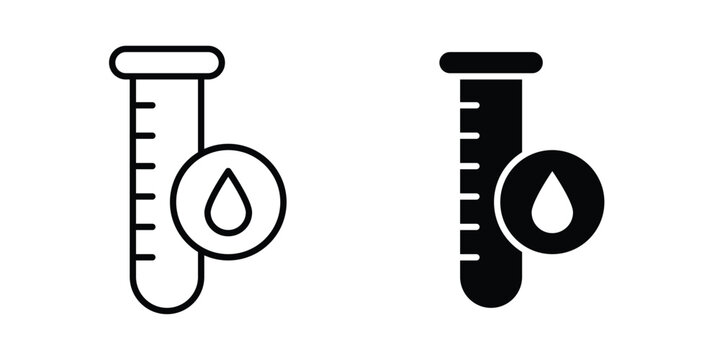 Blood test icon set. Black vector symbols