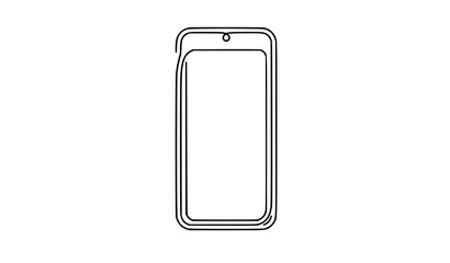 Minimal One Line Drawing of Modern Smartphone with Blank Screen and Front Camera Outline Vector Illustration for Technology and Mobile Device Concept © KAYSUR AHMED
