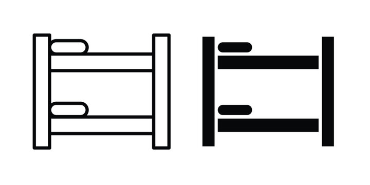 Bunk bed icon set. Black vector symbols