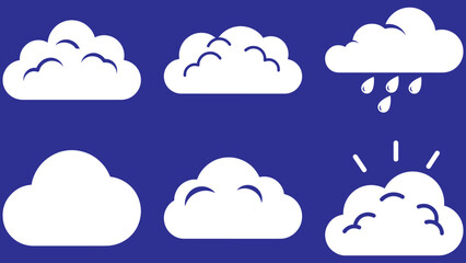 Obraz premium White cloud shapes on blue background for weather forecast icons