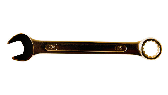 Steel open-end wrench with markings and box end