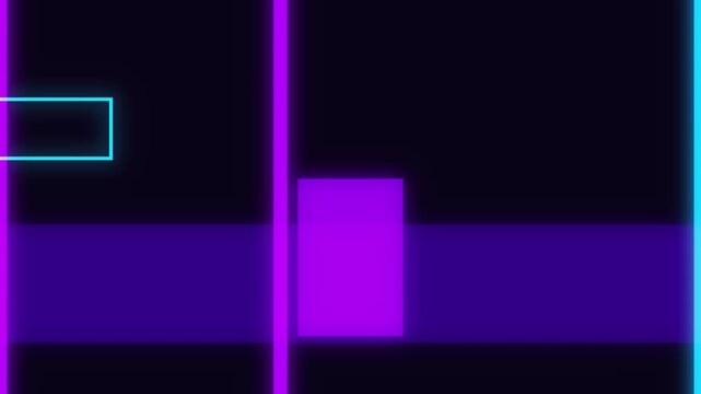 Abstract Modular Intersecting Neon Lines and Rectangular Shapes in Purple and Blue