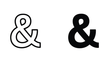 Ampersand character in minimalist black line art and solid block typography style for professional graphic design and editorial layouts © Color