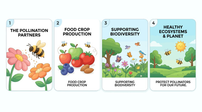 Bees Pollinate Flowers in Nature Supporting Biodiversity