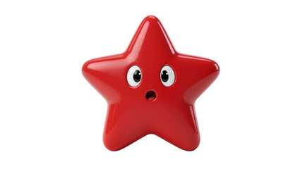 Shiny red star shape with cartoon eyes and open mouth © Solene