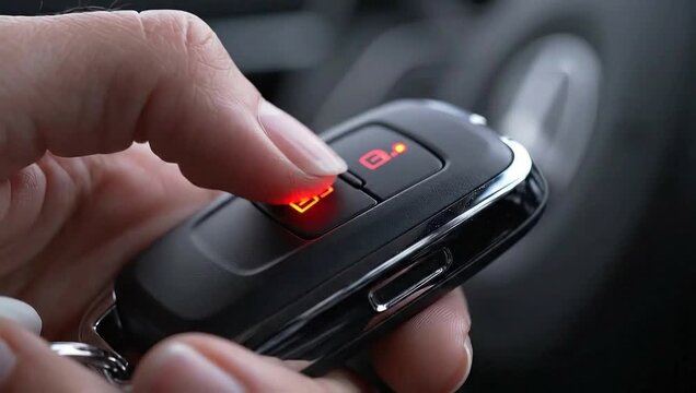 Activating Car Alarm with Remote Key Fob.
