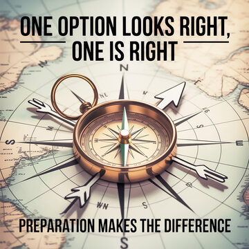 One Option Looks Right, One Is Right - Preparation Makes The Difference Motivational Business Poster