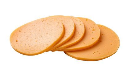 Stack of sliced bologna sausage, isolated on transparent background © Elena