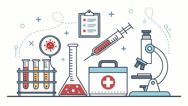 Medical laboratory equipment and tools.