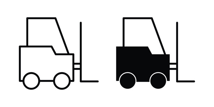 Forklift icon set. Black vector symbols