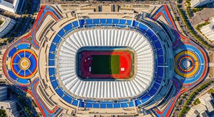 Obraz premium Aerial view of large modern stadium.