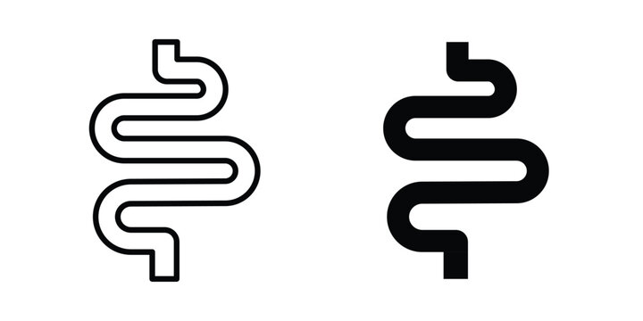 Gut icon set. Black vector symbols