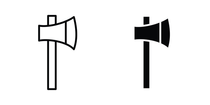 Hatchet icon set. Black vector symbols