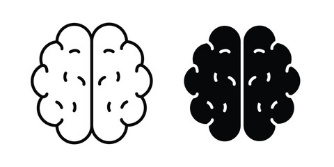 Obraz premium Human brain icon set. Black vector symbols