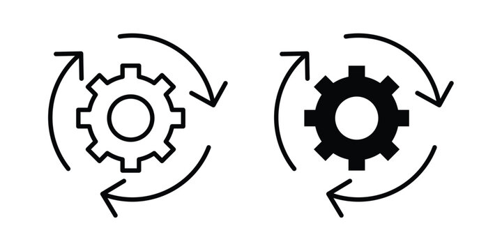 Implement icon set. Black vector symbols